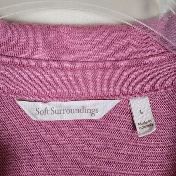 Soft Surroundings Size L Tamara Long Sleeve Asymmetrical Tunic Top Button Pink - Picture 12 of 12